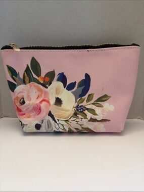 Studio Oh Pink Floral Zip Pouch Cosmetic Bag